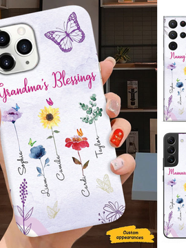 Flowers Grandma Nana Mimi Mom Auntie Personalized Phone Case SC24101414