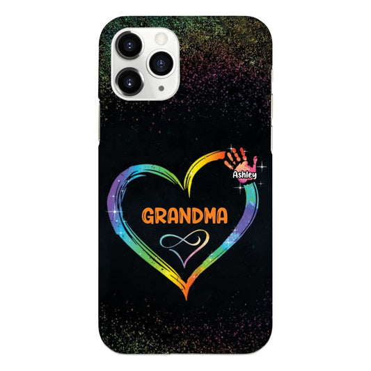 Heart Hand Print Grandma with Grandkids Mommy Auntie Personalized Phone Case SC70503