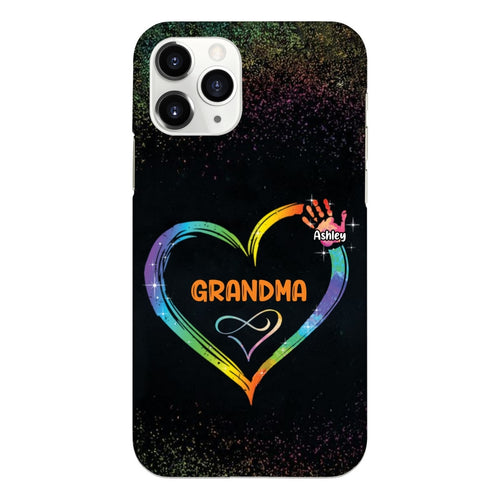 Heart Hand Print Grandma with Grandkids Mommy Auntie Personalized Phone Case SC70503