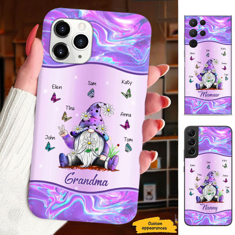 Gnome Butterfly Grandma Nana Mimi Mom Auntie Personalized Phone Case SC24102224