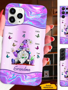 Gnome Butterfly Grandma Nana Mimi Mom Auntie Personalized Phone Case SC24102224