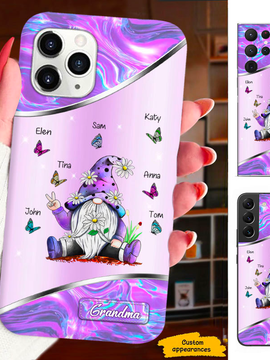 Gnome Butterfly Grandma Nana Mimi Mom Auntie Personalized Phone Case SC24102226