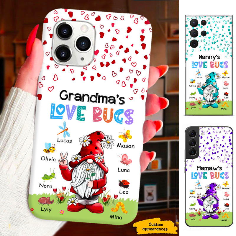 Gnome Grandma Nana Mimi Gigi Love Bugs Personalized Phone Case SC151241