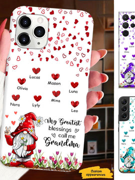 Gnome Hearts Grandma Nana Mimi Mom Auntie Personalized Phone Case SC24101711