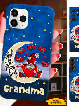 Gnome I love you to the moon and back Grandma Nana Mimi Mom Auntie Personalized Phone Case SC2410171