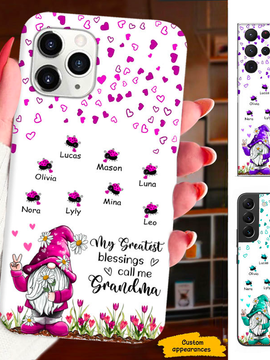 Gnome Ladybugs Grandma Nana Mimi Mom Auntie Personalized Phone Case SC24101714