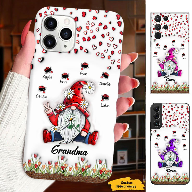 Gnome Ladybugs Grandma Nana Mimi Mom Auntie Personalized Phone Case SC2410178