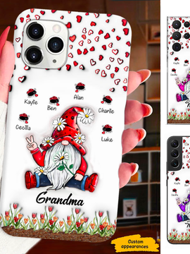 Gnome Ladybugs Grandma Nana Mimi Mom Auntie Personalized Phone Case SC2410178