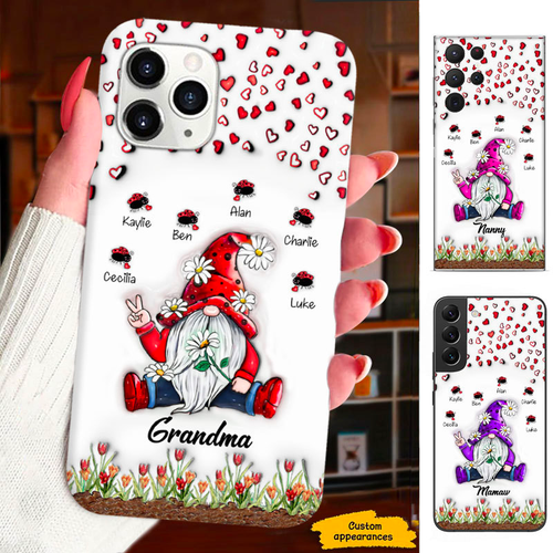 Gnome Ladybugs Grandma Nana Mimi Mom Auntie Personalized Phone Case SC2410178