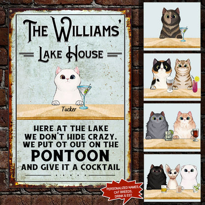 Personalized Custom Dog And Cat Lake House Metal Sign - Drive mockup HP29HL055