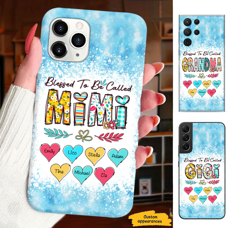 Heart Blessed to be called Grandma Nana Mimi Gigi Auntie Mom Personalized Phone case SC24110516