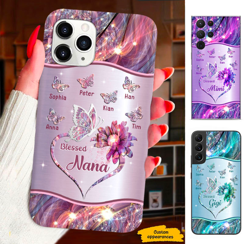 Heart Butterfly Blessed Grandma Nana Mommy Auntie Personalized Phone Case SC2912239