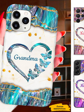 Heart Butterfly Mom Grandma Nana Mimi Gigi Auntie Personalized phone case SC2212429