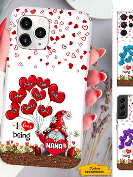 Heart Gnome I Love Being Mom Grandma Nana Mimi Gigi Auntie Personalized phone case SC2412433