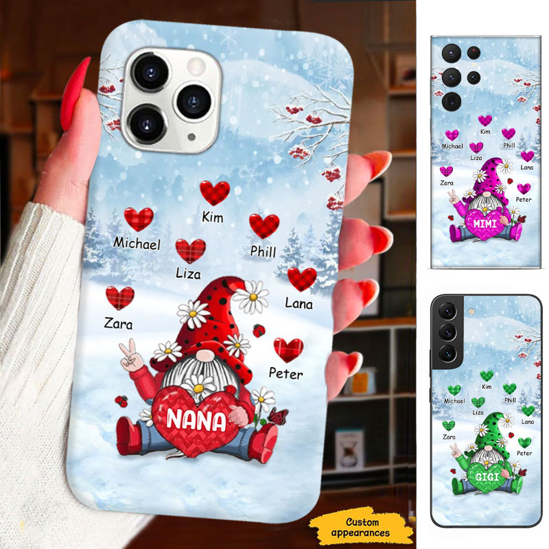 Heart Gnome Mom Grandma Nana Mimi Gigi Auntie Personalized phone case SC2312446