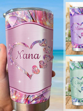 Heart Grandma Mimi Nana Mommy Auntie Personalized Tumbler SC512422