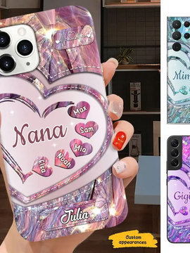 Heart Grandma Nana Mimi Gigi Auntie Mom Personalized Phone case SC2411056