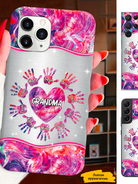 Heart Handprint Grandma Mimi Nana Mommy Auntie Personalized Phone Case SC812415