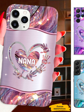 Heart Handprint Grandma Mimi Nana Mommy Auntie Personalized Phone Case SC81241