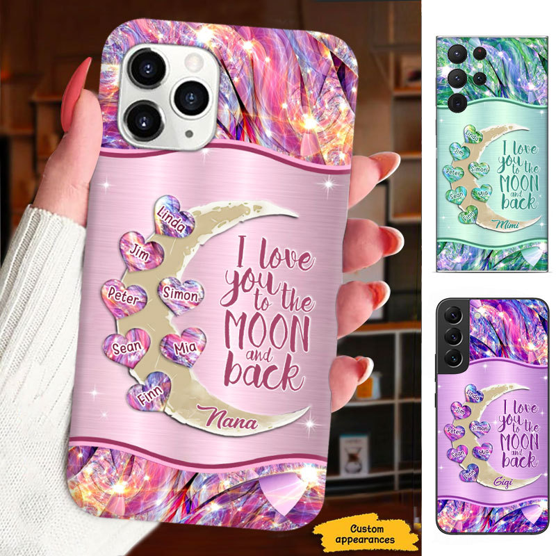 Heart I love you to the moon and back Grandma Nana Mimi Mom Auntie Personalized Phone Case SC2410266
