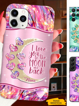 Heart I love you to the moon and back Grandma Nana Mimi Mom Auntie Personalized Phone Case SC2410266