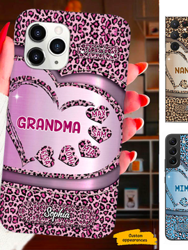 Heart Leopard Mom Grandma Nana Mimi Gigi Auntie Personalized phone case SC2212417