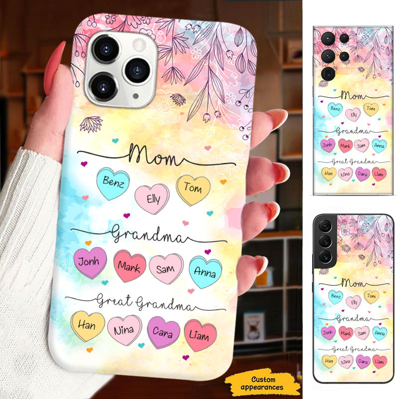 Heart Mom Grandma Nana Mimi Gigi Great Grandma Personalized Phone Case SC1512428