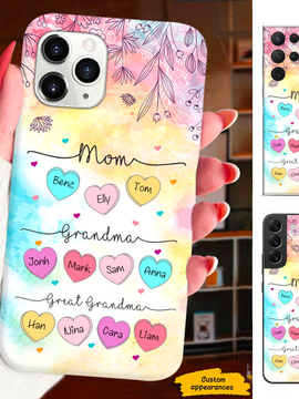 Heart Mom Grandma Nana Mimi Gigi Great Grandma Personalized Phone Case SC1512428