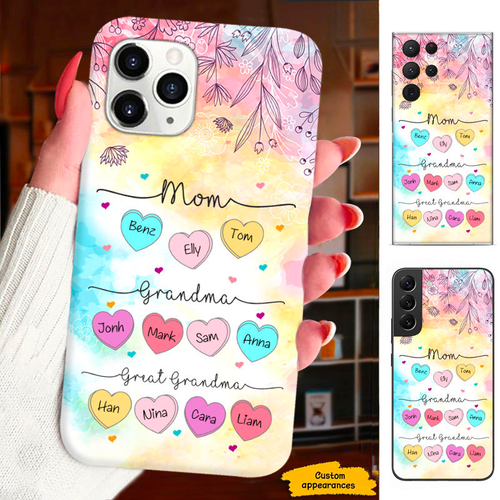Heart Mom Grandma Nana Mimi Gigi Great Grandma Personalized Phone Case SC1512428
