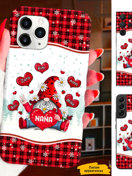 Hearts Gnome Grandma Nana Mimi Mom Auntie Great Grandma Personalized Phone Case SC24102210