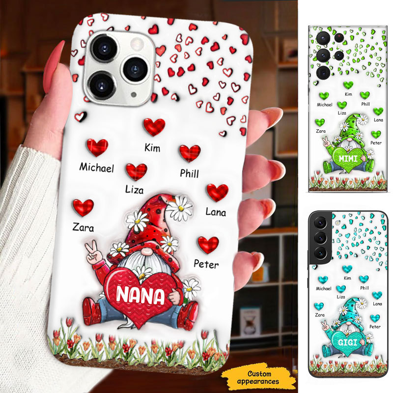 Hearts Gnome Grandma Nana Mimi Mom Auntie Great Grandma Personalized Phone Case SC24102212