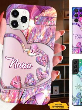 Hearts Grandma Nana Mimi Mom Auntie Personalized Phone Case SC24100823