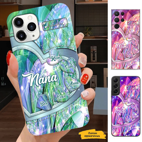 Hearts Grandma Nana Mimi Mom Auntie Personalized Phone Case SC24101015