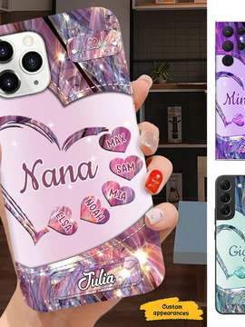 Hearts Grandma Nana Mimi Mom Auntie Personalized Phone Case SC241094