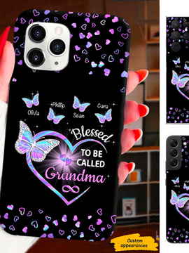 Hologram Butterfly Blessed to be called Mom Grandma Nana Mimi Gigi Auntie Personalized phone case SC2312424