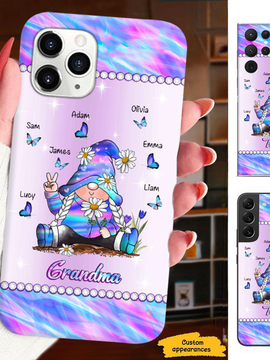 Hologram Butterfly Gnome Grandma Nana Mimi Mom Auntie Personalized Phone Case SC24100825