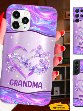 Hologram Butterfly Heart Grandma Mimi Nana Mommy Auntie Personalized Phone Case SC812416