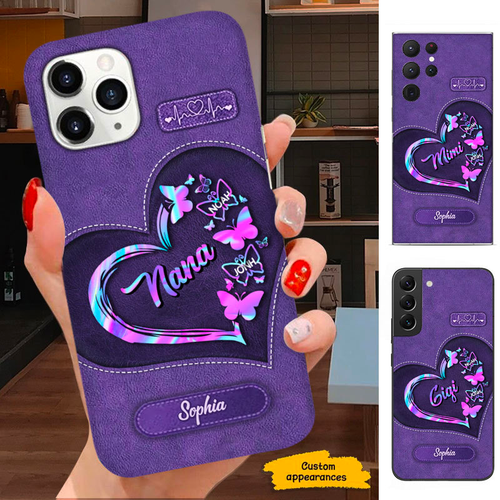 Hologram Butterfly Leather Pattern Mom Grandma Nana Mimi Gigi Personalized phone case SC221241