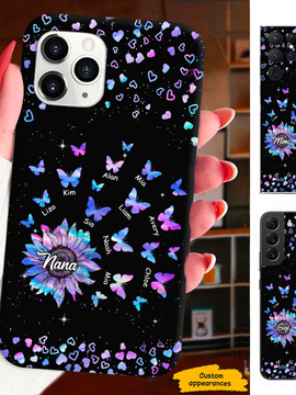 Hologram Butterfly Sunflower Grandma Nana Mimi Mom Auntie Personalized Phone Case SC24110119