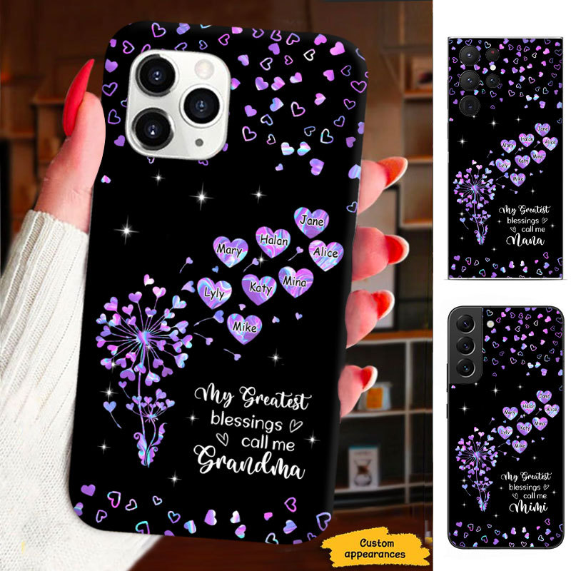 Hologram Heart Dandelion My Greatest Blessing called me Grandma Nana Mimi Gigi Personalized Phone Case SC1512410