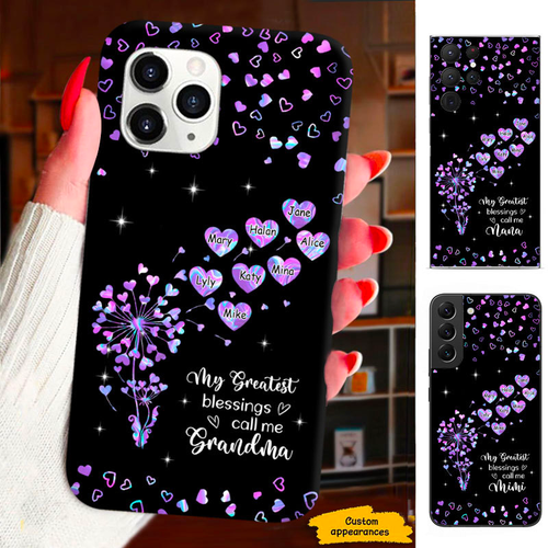 Hologram Heart Dandelion My Greatest Blessing called me Grandma Nana Mimi Gigi Personalized Phone Case SC1512410