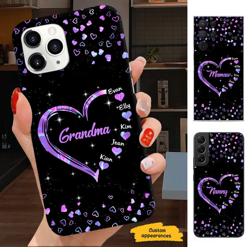 Hologram Heart Grandma Mimi Nana Mommy Auntie Personalized Phone Case SC812414