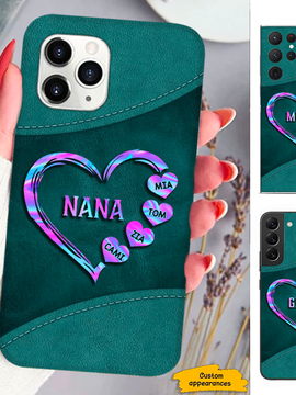 Hologram Heart Leather Pattern Mom Grandma Nana Mimi Gigi Personalized phone case SC221242