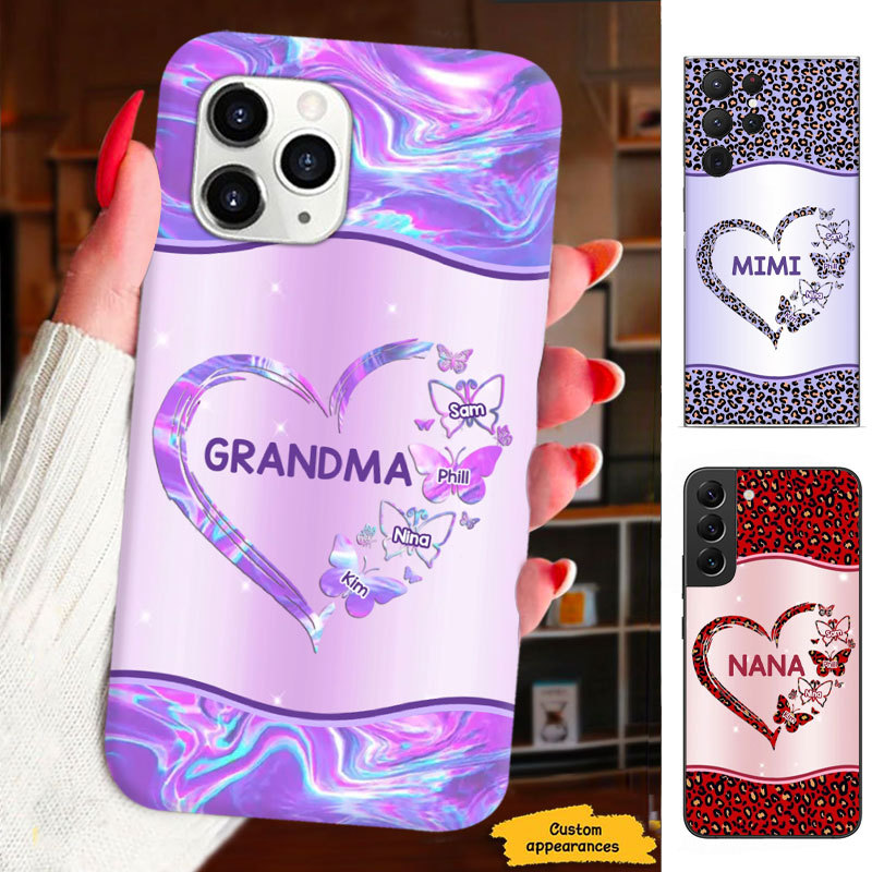Hologram Leopard Butterfly Heart Mom Grandma Nana Mimi Gigi Blessings Personalized Phone Case SC1612412