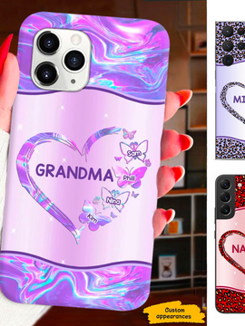 Hologram Leopard Butterfly Heart Mom Grandma Nana Mimi Gigi Blessings Personalized Phone Case SC1612412