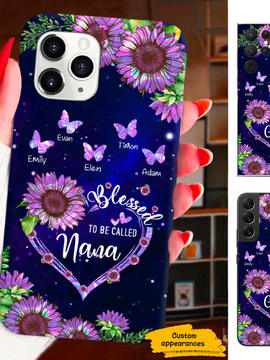 Hologram Sunflower Blessed To be called Grandma Nana Mimi Mommy Personalized Phone Case SC2612231