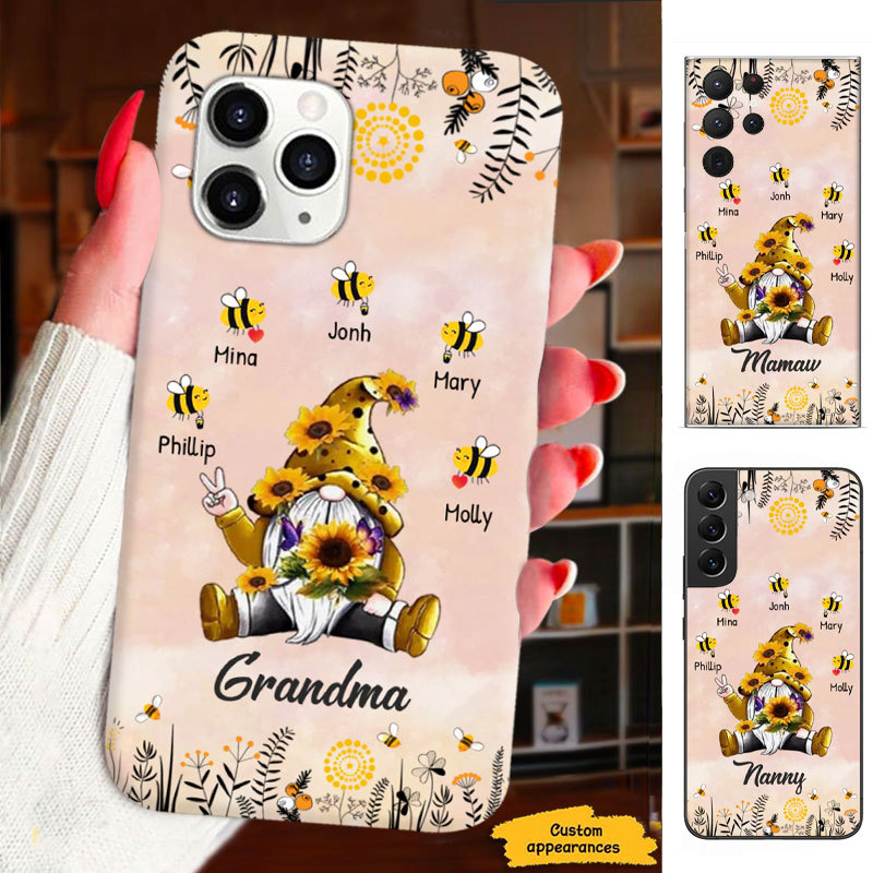 Honey Bee Gnome Mom Grandma Nana Mimi Gigi Auntie Personalized phone case SC2312444