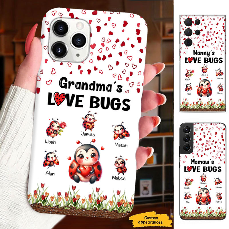 Ladybug Grandma Love bugs Nana Mimi Mom Auntie Personalized Phone Case SC24110122