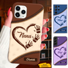 Leather Pattern Handprint Grandma Nana Mimi Gigi Auntie Mom Personalized Phone case SC24110514