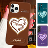 Leather Pattern Handprint Grandma Nana Mimi Mom Auntie Personalized Phone Case SC2411017